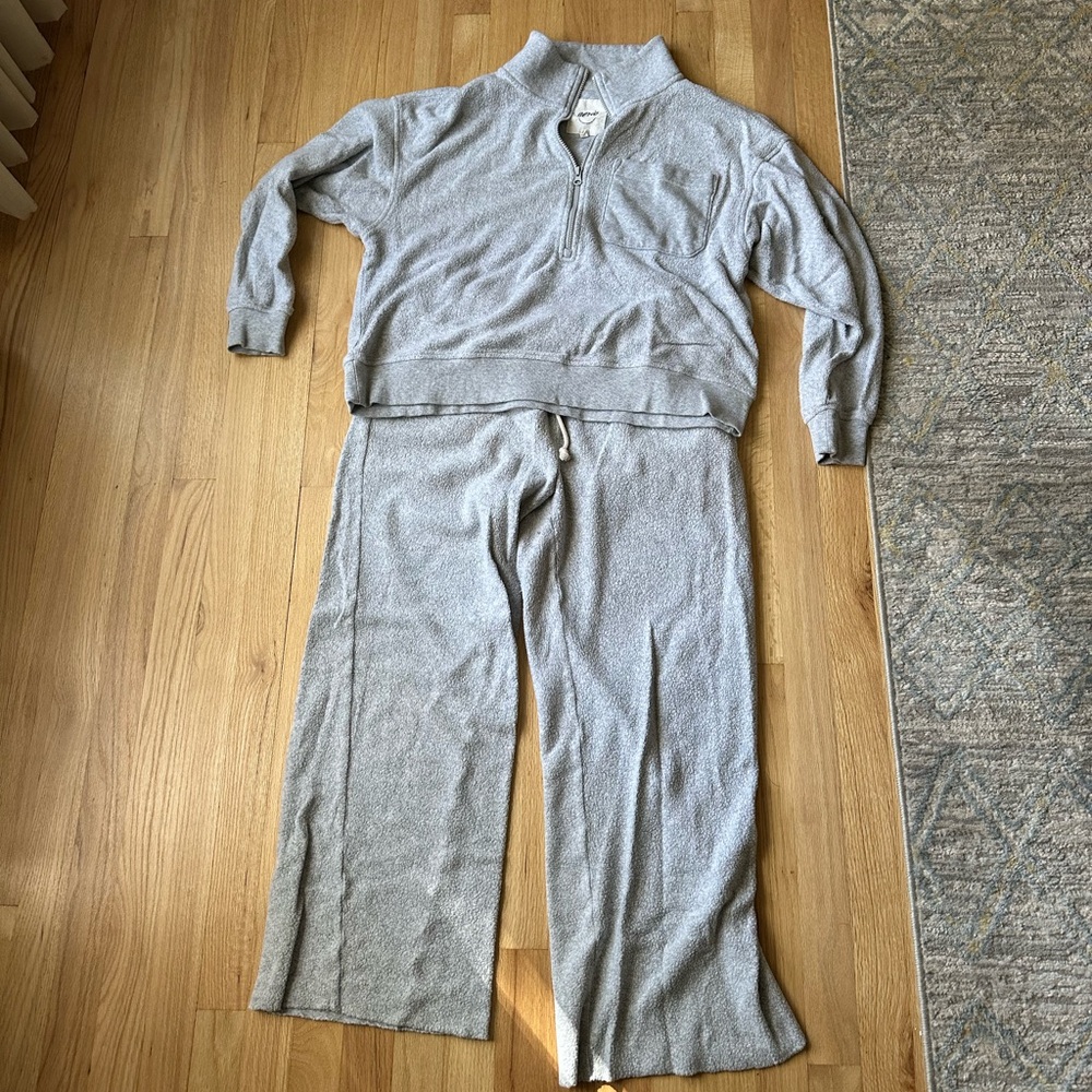 Gray Quarter-Zip Lounge Set